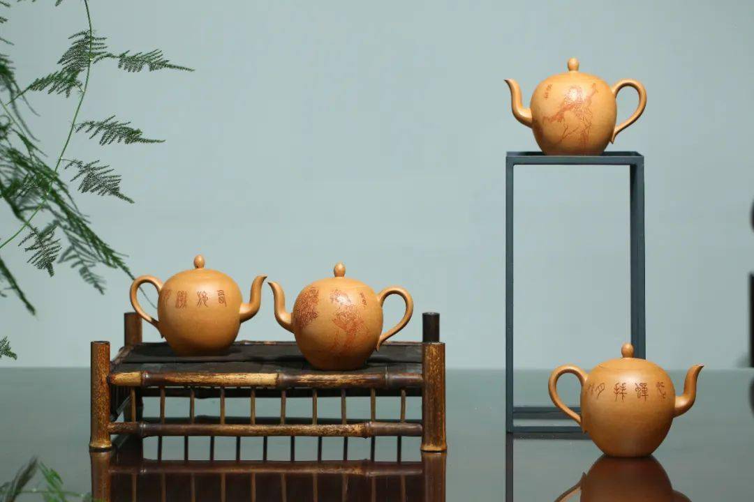 美人肩紫砂壶紫玉金砂_紫砂壶美人肩 黄金段泥紫砂壶 六一堂四大美人紫砂套壶